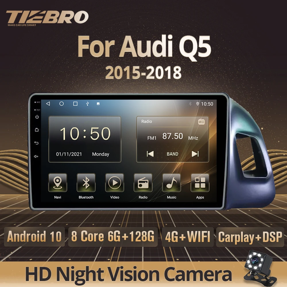 

Tiebro 2DIN Android10 Car Radio For Audi Q5 2015-2018 Stereo Receiver GPS Navigation Auto Radio DSP Bluetooth Player Carplay IGO
