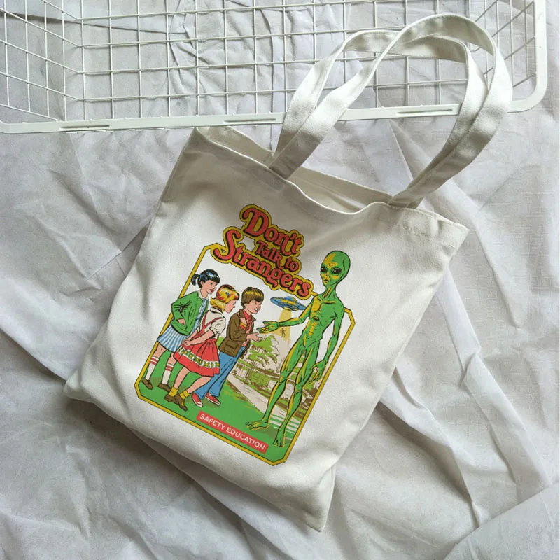 Новая холщовая вместительная сумка на плечо Harajuku с веселым злым мультяшным