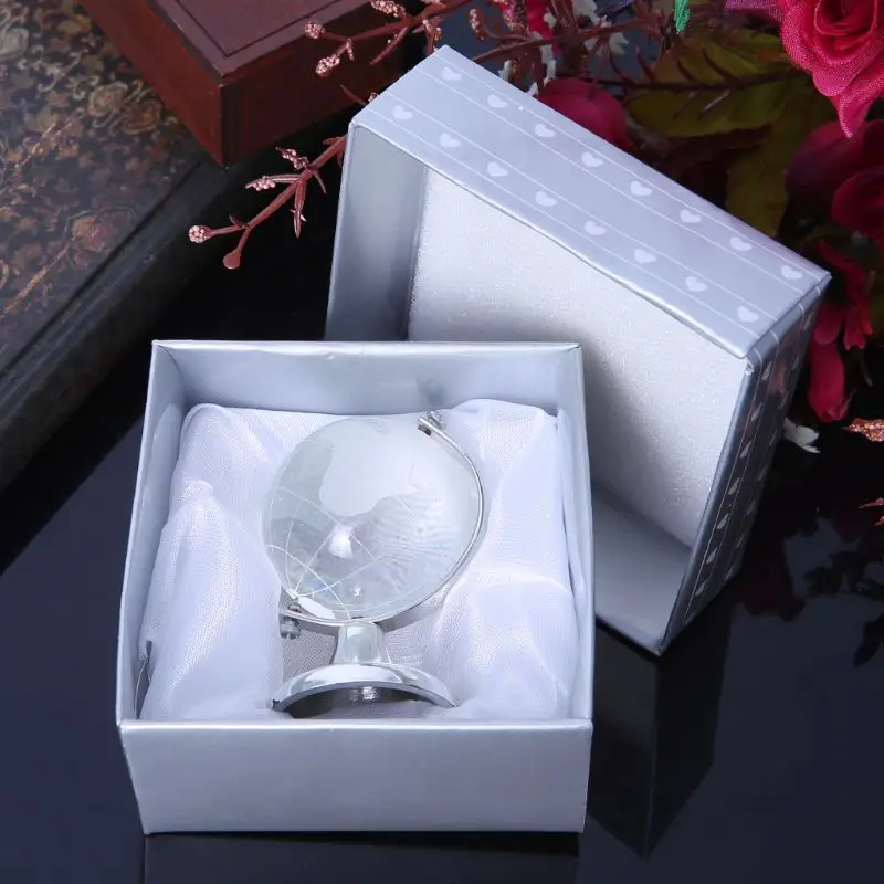 

Mini Round Earth Globe World Map Crystal Glass Clear Stand Desk Decoration Gifts