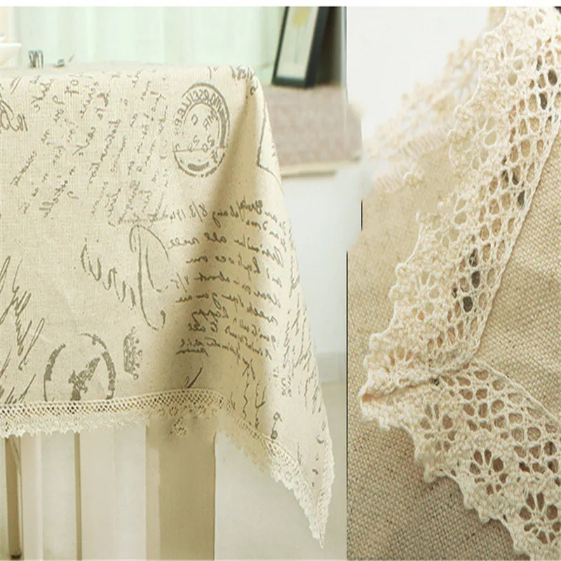 

European Style Letter Printed Tablecloth Cotton And Linen Rectangular Table Cloth Banquet Picnic Home Kitchen Tables Cover