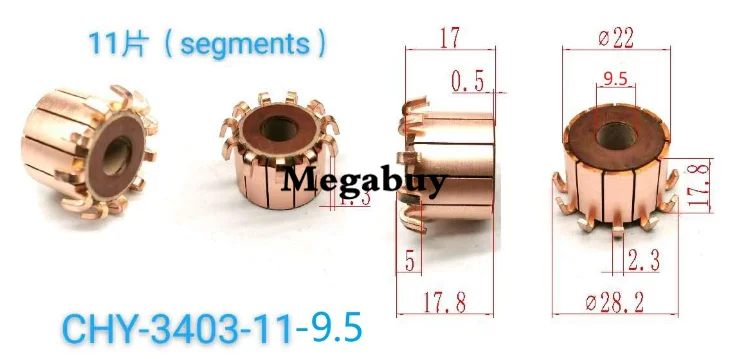 

9.5*22*17mm 11P Teeth Copper Hook Type Electrical Motor Commutator