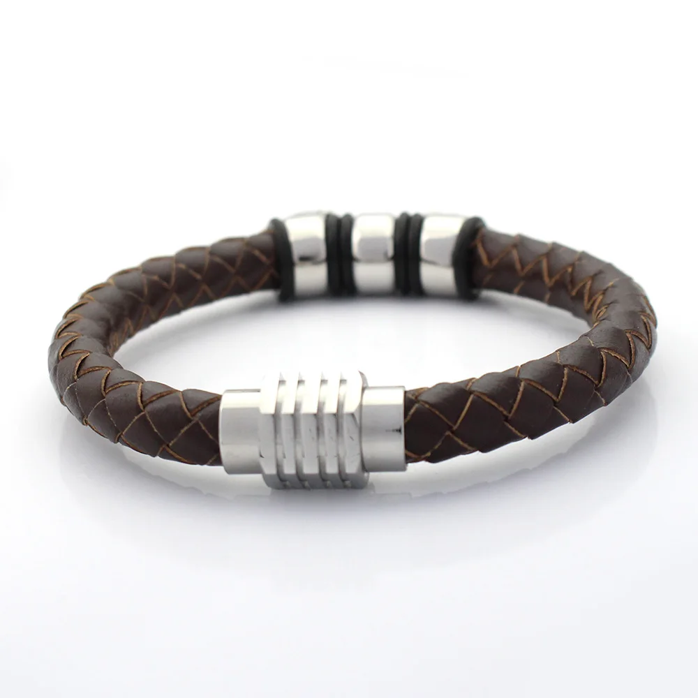 Мужские браслеты 8 мм плетеный браслет из натуральной кожи никогда не выцветает
