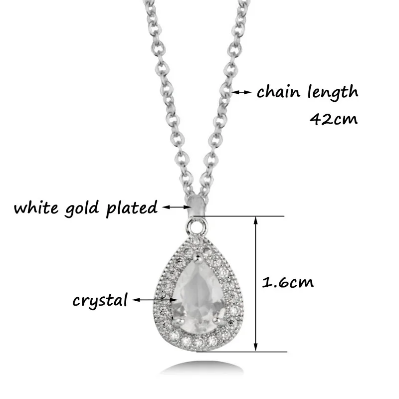 KIOOZOL Red Blue Green White Crystal Teardrop Pendant Silver Color Choker Necklace Classic Ladies Jewelry 2021 Trend 159 KO3 | Украшения и