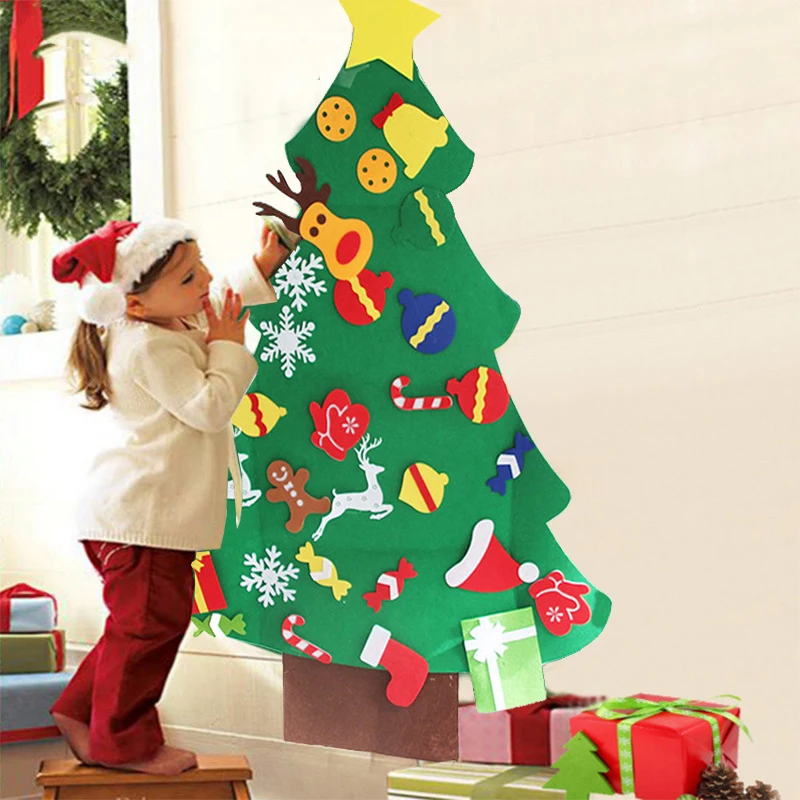 Светодиодный DIY Войлок Рождественская елка Navidad рождественские украшения для дома Natal дети подарок на год игра керст дерево украшения Декор