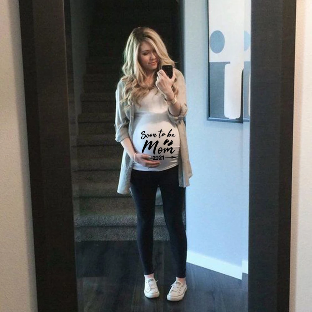 Модель 2021 года летняя футболка для беременных мам топы Одежда большого размера с