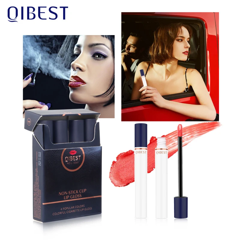 QIBEST 4 цвета матовая сигарета блеск для губ Набор стойкий Водонепроницаемый