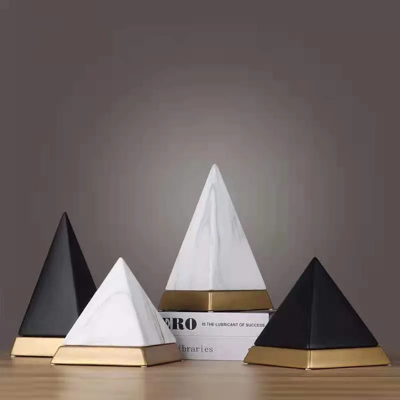 

Light Luxury Pyramid Ceramic Ornaments Nordic Christmas Tree Ceramic White Marble Bookcase Living Room Cabinet Home Decorations