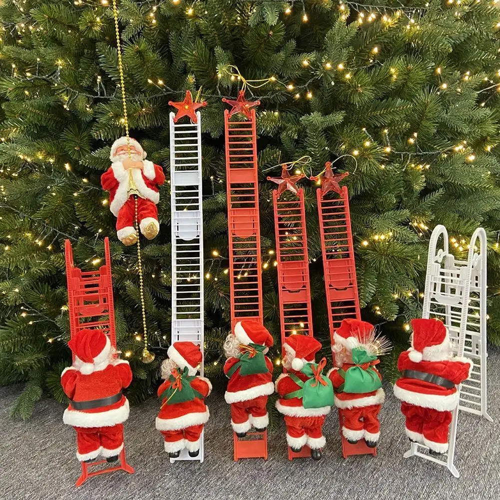 

Рождественская электрическая плюшевая кукла Санта-Клаус с лестницей для скалолазания, креативный музыкальный Рождественский Декор, детск...