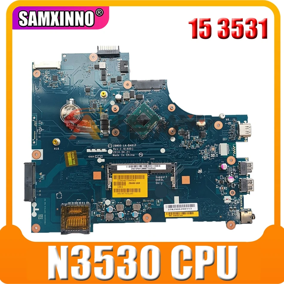 

Оригинальная материнская плата для ноутбука Dell inspiron 15 3531 материнская плата 0Y3PXH CN-0Y3PXH ZBW00 LA-B481P Процессор N3530 SR1W2