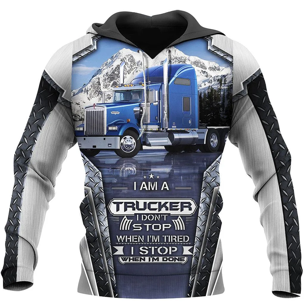 Новая стильная толстовка I am a trucker с 3D принтом/толстовка на молнии веселая Уличная