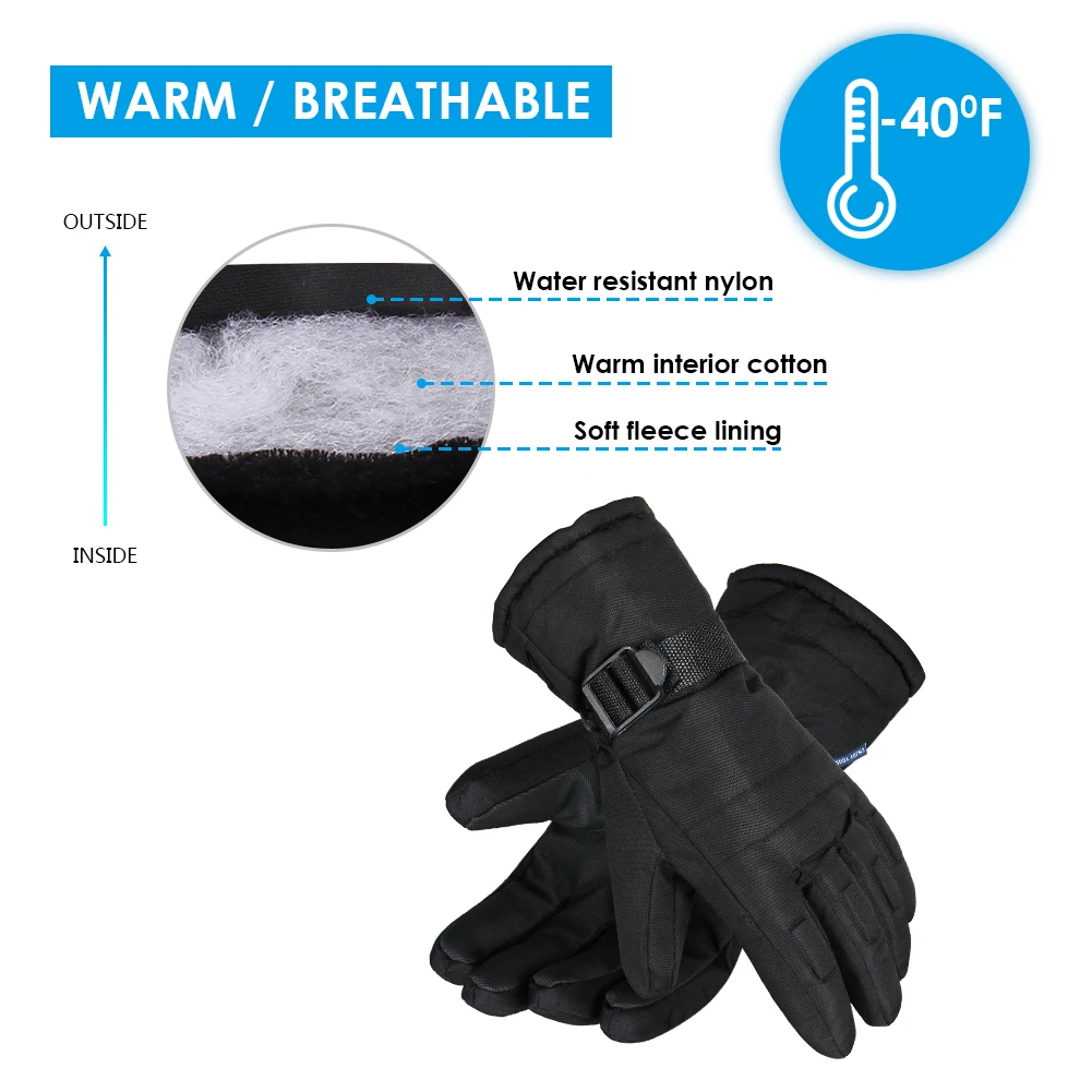 Лыжные перчатки для мужчин дышащие водонепроницаемые мужские спортивные с