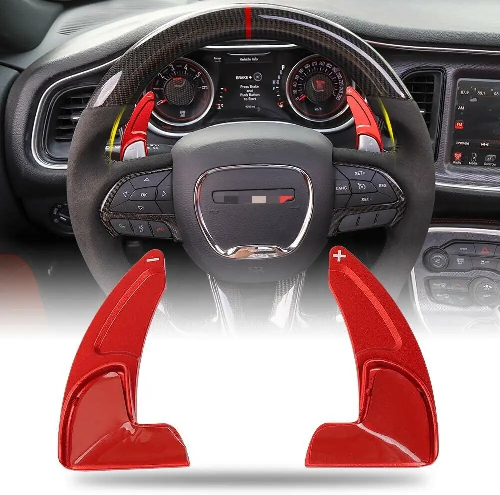 

2PCS For Dodge Challenger Charger 2015-2020 Red Steering Wheel Shifter Paddle Cover Trim Stylish Car Accessory