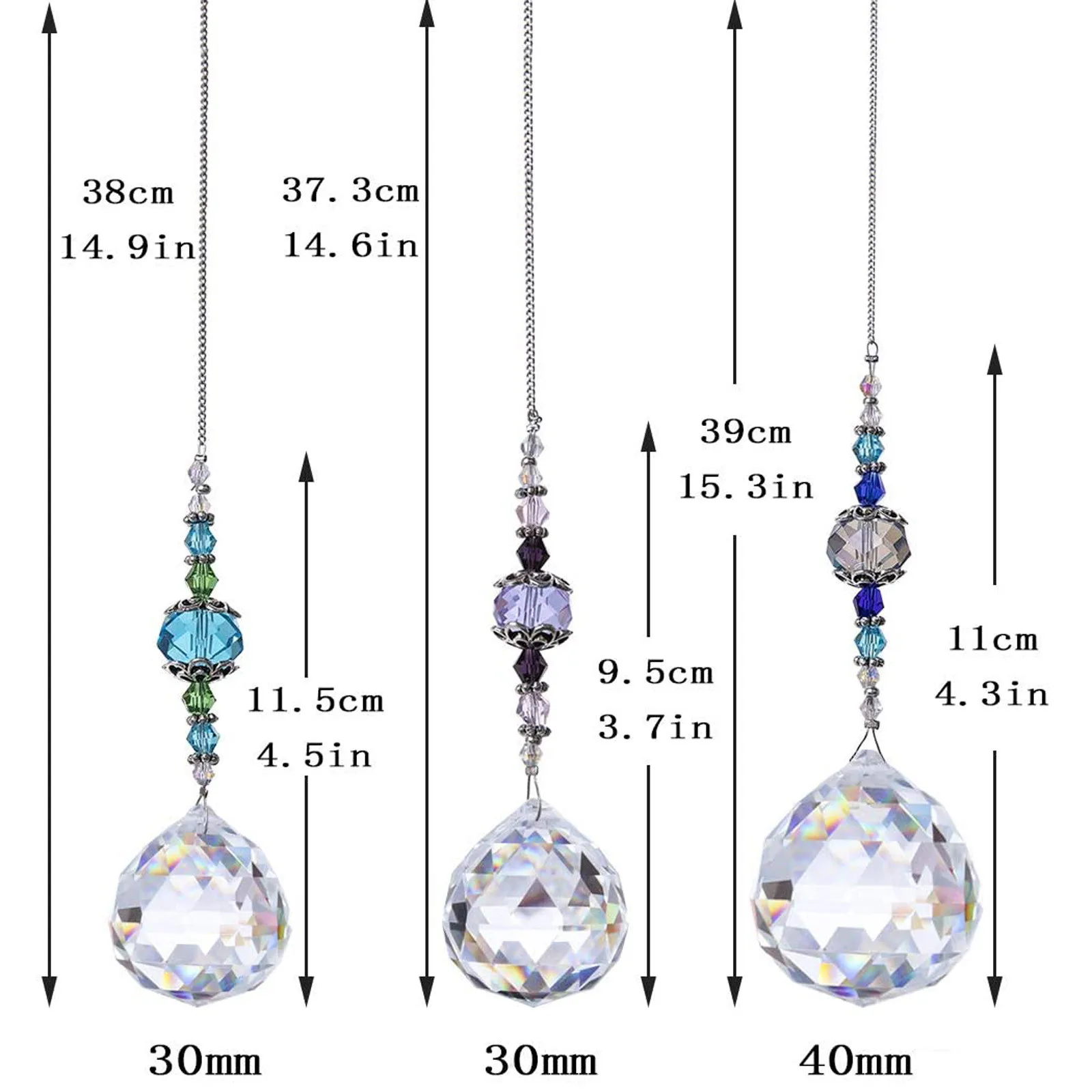 

Crystal Pendant Rainbow Crystal Pendant Ball Miniatures Garden Decorations Three Sets Quartz Pendant Jewelry Birthday Gifts