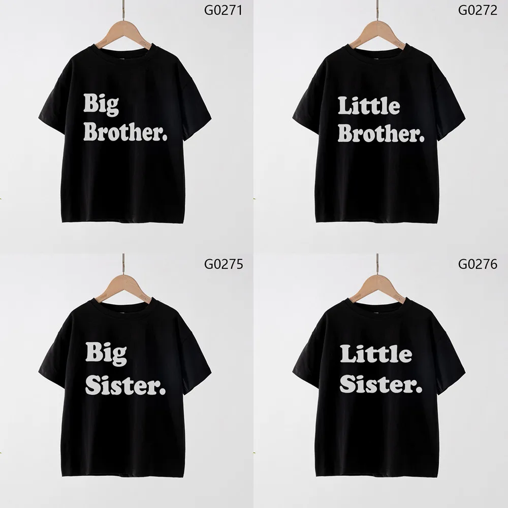 

Big/little Brother/sister Summer T-shirt Boys Girls Promoted To Brothers/sisters Anouncement T-shirts Black Tops Clothes