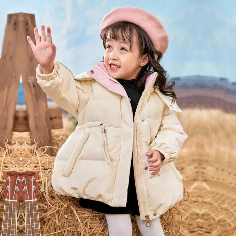 

Детское зимнее пуховое пальто, корейская модная ветрозащитная теплая верхняя одежда с капюшоном, куртки на белом утином пуху для девочек A883