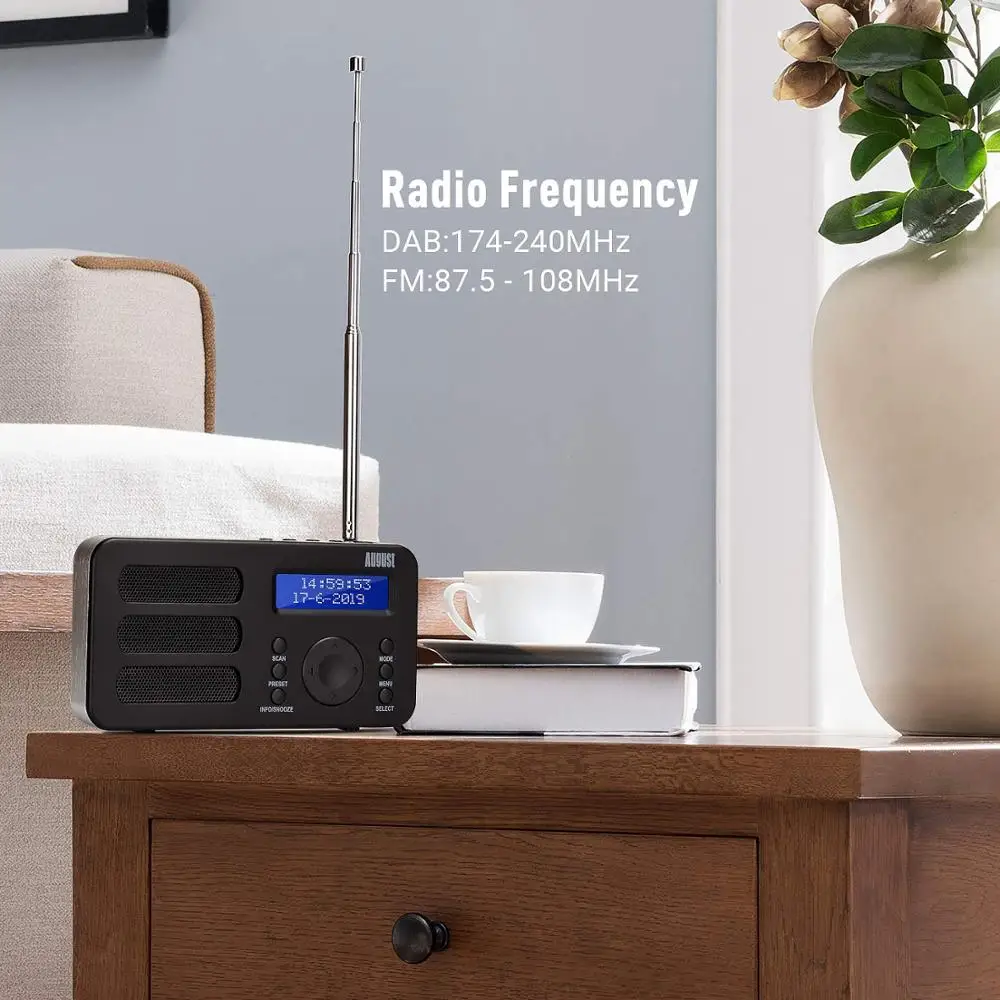 Портативное цифровое радио August MB225 DAB/DAB +/FM RDS функция двойная сигнализация