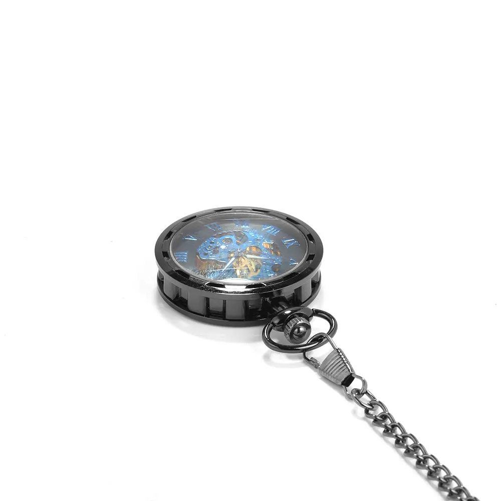 8936 ретро-колесо синий весы римские цифры большой карманные часы суда креативный