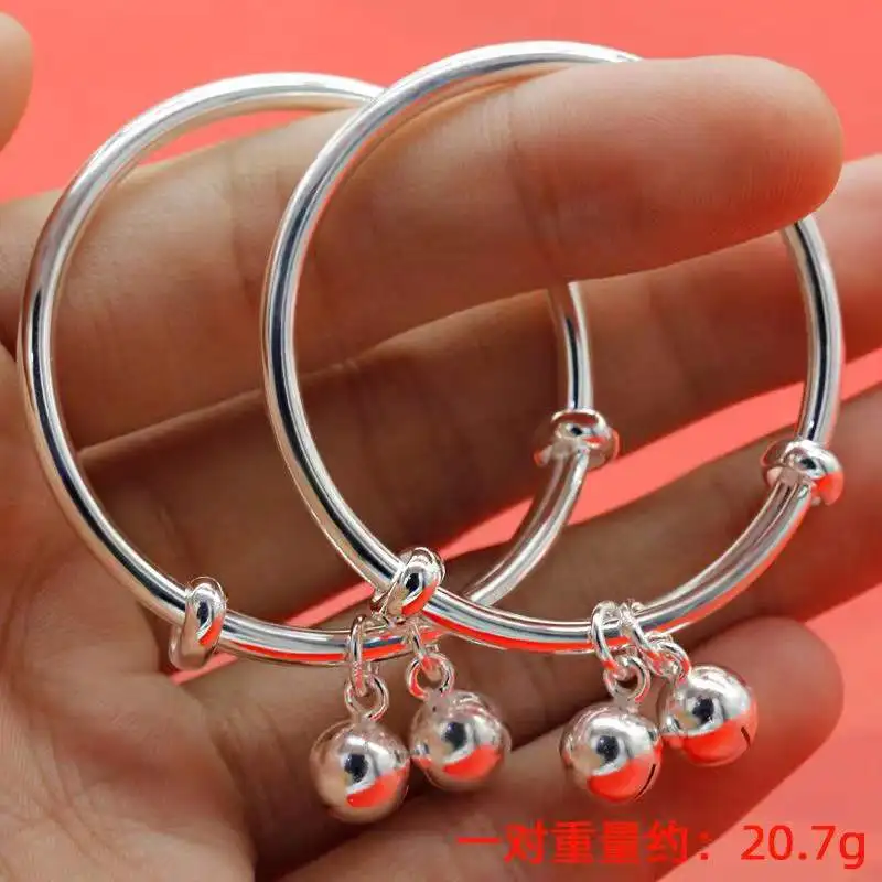 Браслет из серебра 9999 пробы с колокольчиком и надписью Благословение ребенка |