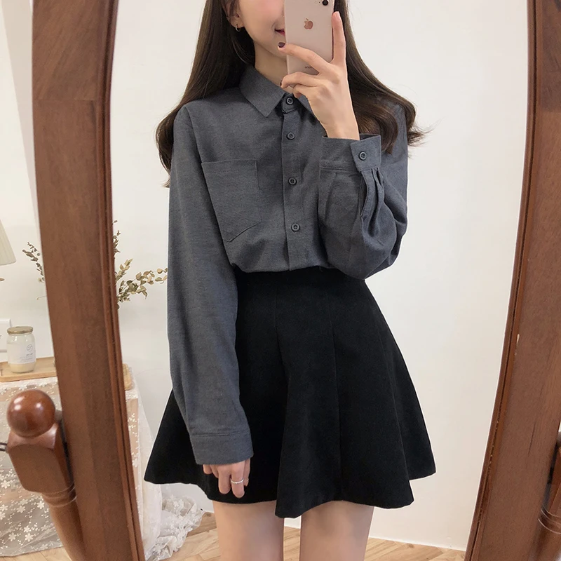 Повседневные базовые рубашки блузки лидер продаж женские модные топы в