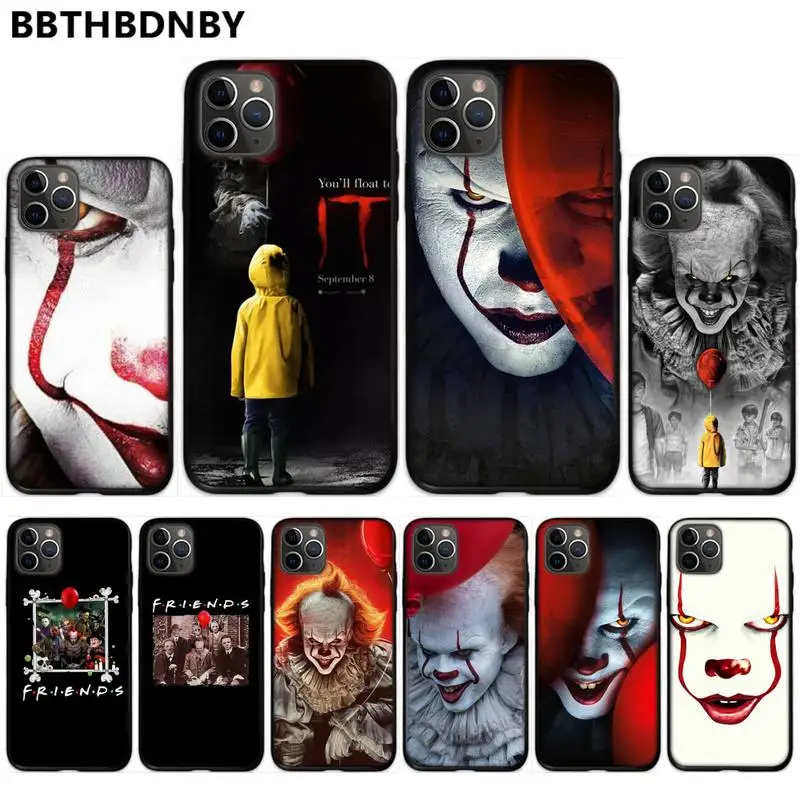 Чехол для телефона Pennywise мягкий черный с рисунком клоуна из мультфильма плавучий