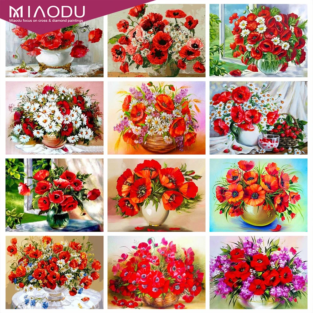 Miaodu полноразмерная алмазная живопись Маковый цветок вышивка мозаика распродажа