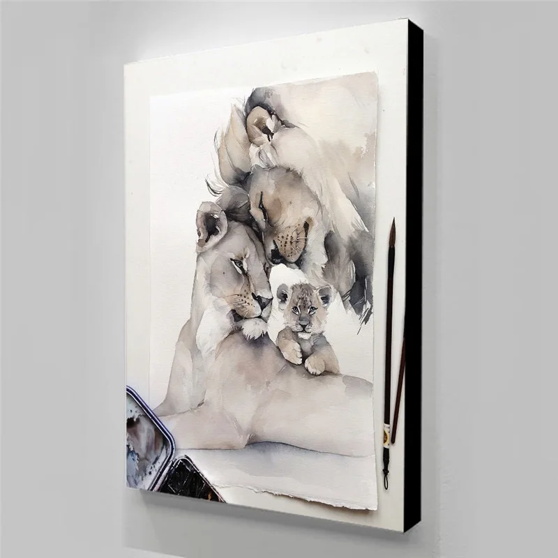 Настенные принты декор для комнаты плакат холст живопись льв семейство плакаты