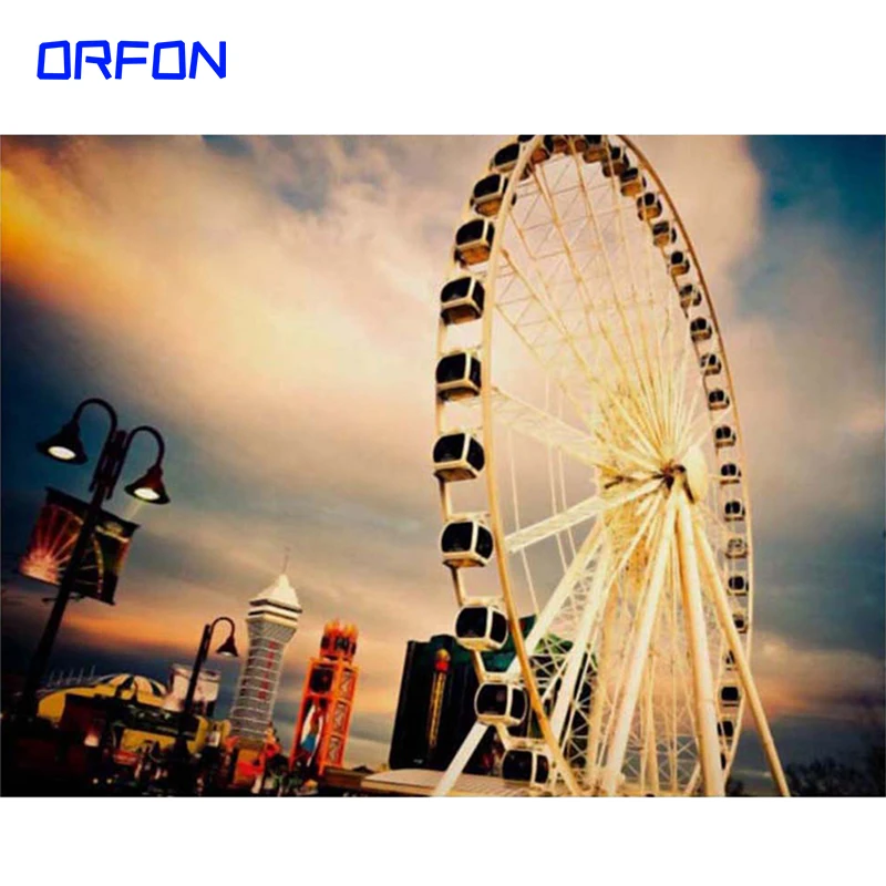 

ORFON DIY рамка колесо обозрения пейзаж живопись по номерам пейзаж 40x50 см сочетание уникальный подарок настенные художественные картины