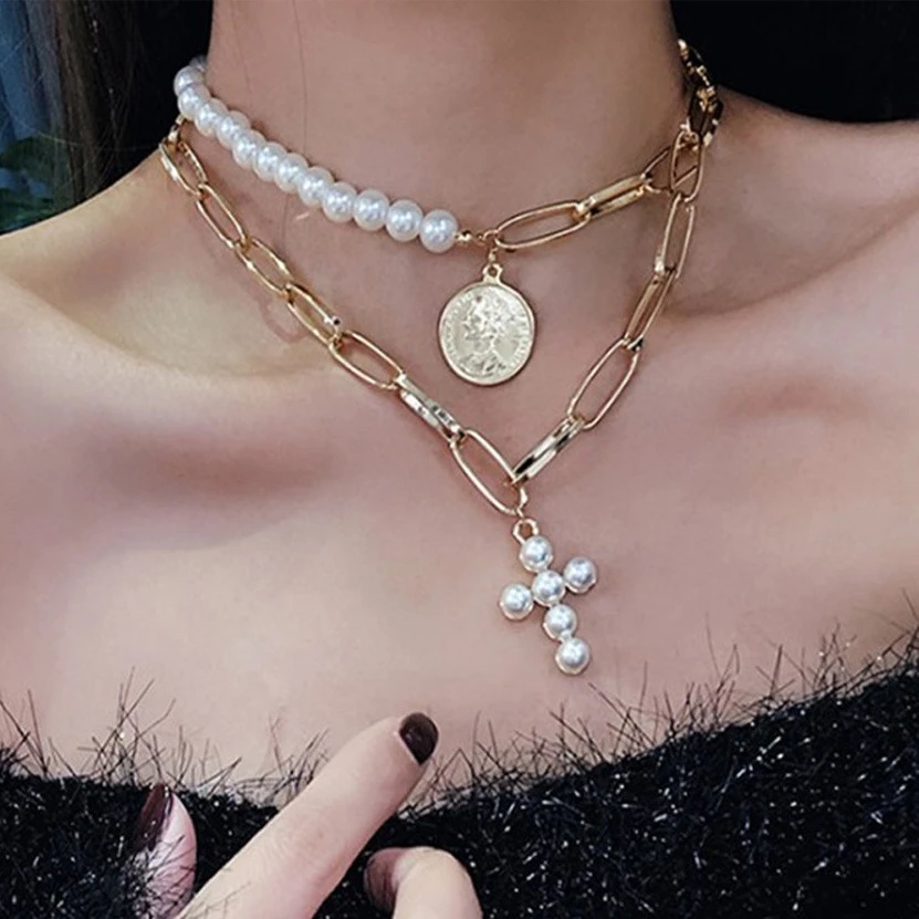 

Ожерелье женское Двухслойное из металлического сплава в стиле ретро