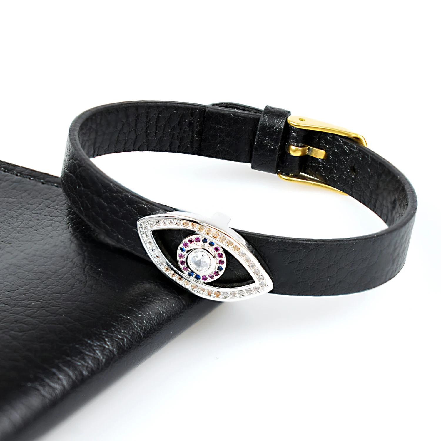 Женский кожаный браслет с подвеской сглаза|Браслеты шармами| |