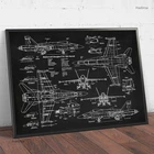 Картина на холсте самолет ВВС F18 Hornet, патентные принты, плакат самолета, схема истребителя, художественная картина, пилот, подарок, домашний декор