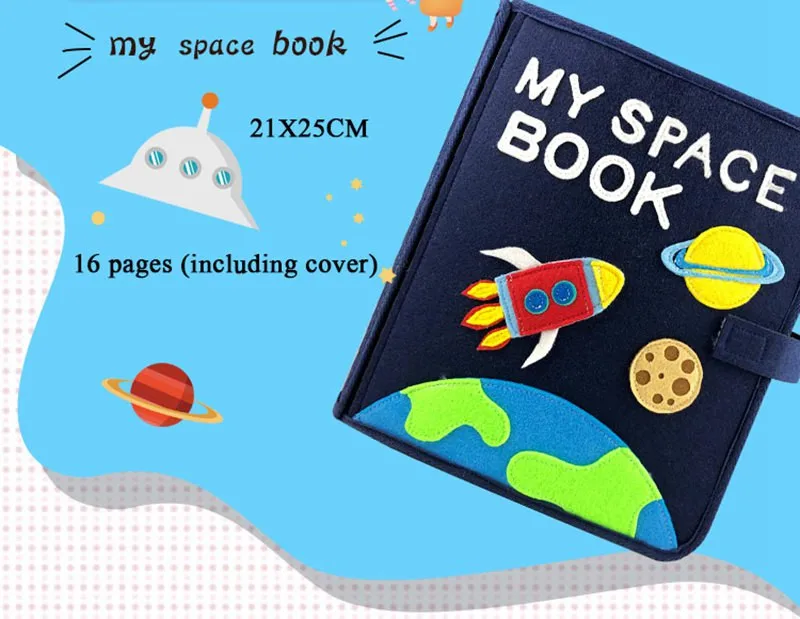 DIY Войлок моя космическая книга Монтессори детский раннее образование Тихая книга 21X25 см мама шитье картина Книга ручной работы детская книга наборы для ремесла