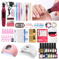 gel nail polish kit with uv light nail dryer lamp nail polish set soak off base top coat tools manicure design nail art starter