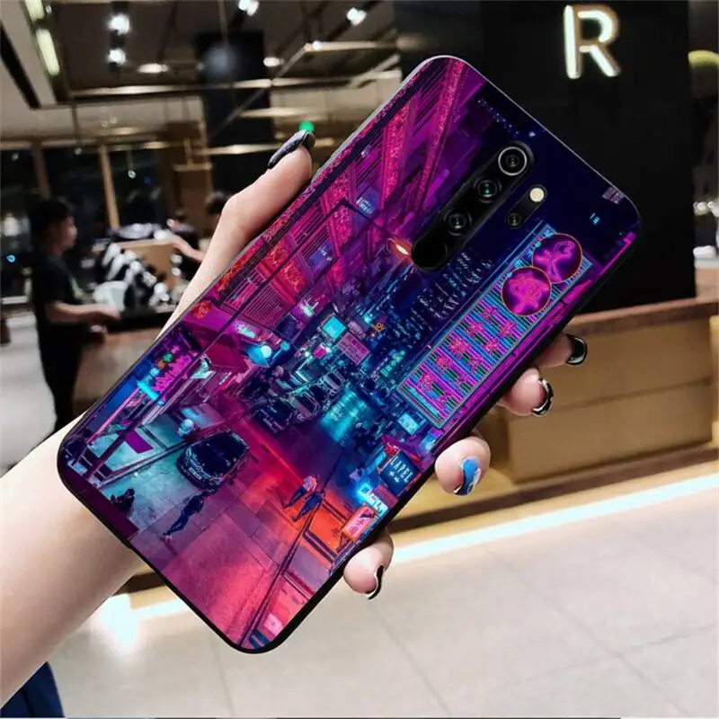 CUTEWANAN Neon Vaporwave City Новое поступление черный чехол для телефона Redmi Note 8 8A 8T 7 6 6A 5 5A 4 4X