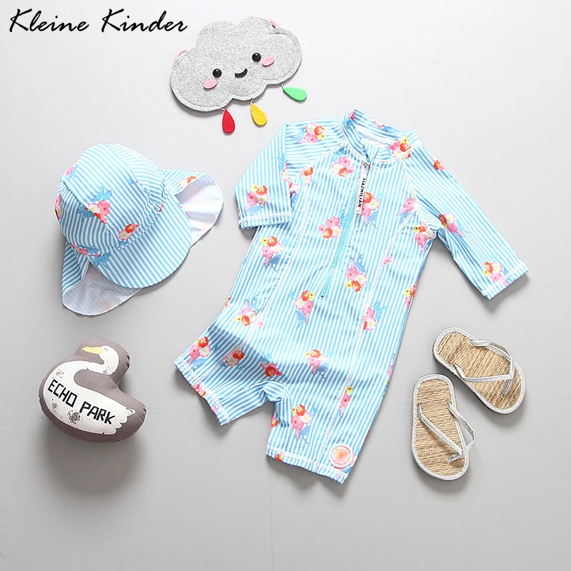 Bathing Clothes Baby Sun Protection Swimwear Fashion Children Long Sleeve uv Swimsuit Child One Piece Swimming | Детская одежда и