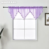 napearl 1 piece tulle curtain valance new design home decor solid color beads voile for kitchen bedroom windows modern short