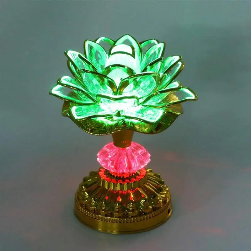 

1pc LED Lotus Lamp Color Changing Buddha Hall Lamp Ornament Home Decoration