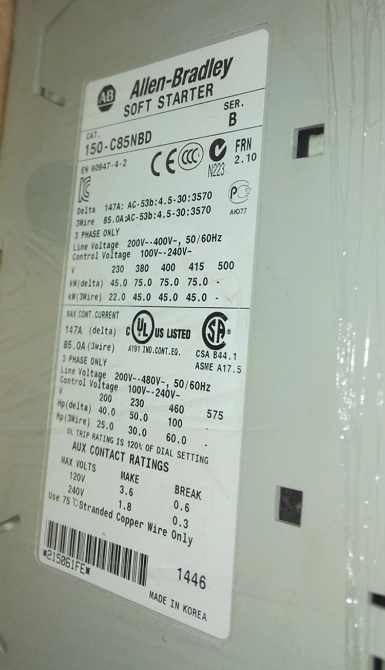 Новый и оригинальный Смарт-контроллер двигателя Allen Bradley AB 150-C85NBD SMC-3 85A 150C85NBD |