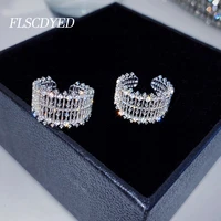 flscdyed luxury silver color wedding shiny ring for women wide hollow finger rings gifts for ladies 2022 fashion new jewelry
