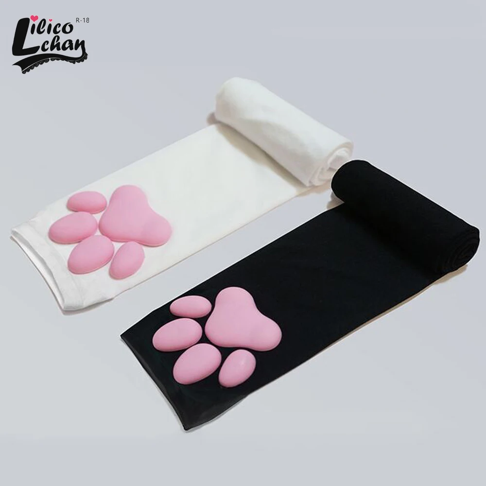 

Lilico New Cute 3D Silicone Cat Claw Paw Pads Gloves Long Tube Soft Fingerless Fluffy Sun Protection Cool Sleeves Women Girls