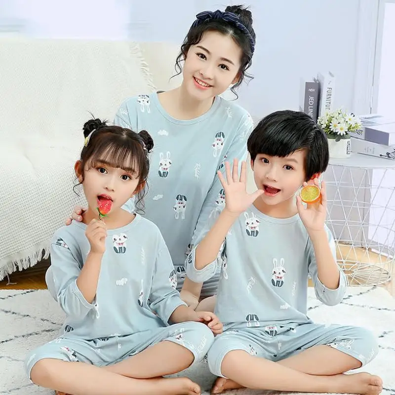 Conjunto de pijama a juego para madre e hija, ropa de dormir con dise&ntilde;o de unicornio para ni&ntilde;os y padres, de verano-1