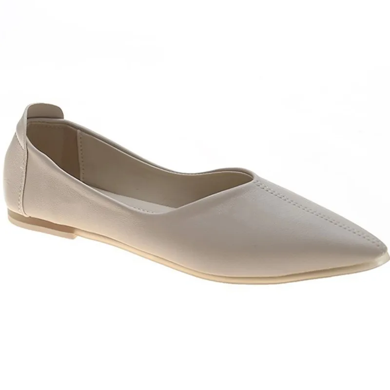 

Soft Casual Woman Shoe Shallow Mouth Pointed Toe Female Footwear All-Match Comfortable Dress Boat Moccasin Slip-On PU Basic Lace