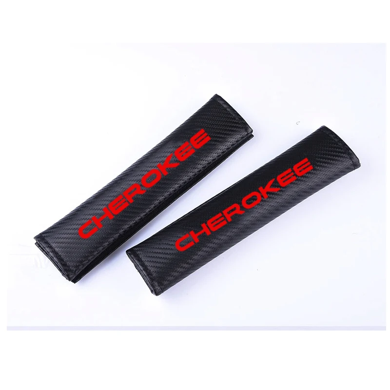 

For Jeep Cherokee Grand Cherokee Carbon Fiber Leather Car Seat Belt Cover Car Seat Belt Shoulder Pad Car Accessories Car Styling