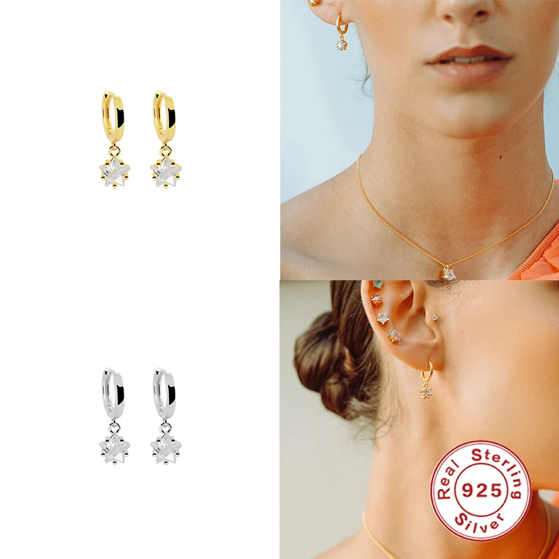 Женские серьги кольца BOAKO из стерлингового серебра 925 пробы с кубическим