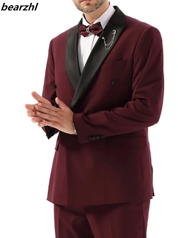 

Мужские свадебные костюмы смокинг Slim Fit индивидуальный заказ винно-2021