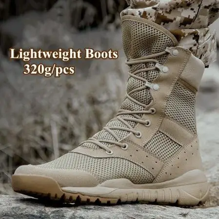

Men Women Ultrallight Outdoor Climbing Shoes Tactical Training Army Boots Summer Breathable Mesh Hiking Desert Boot Size 35-47