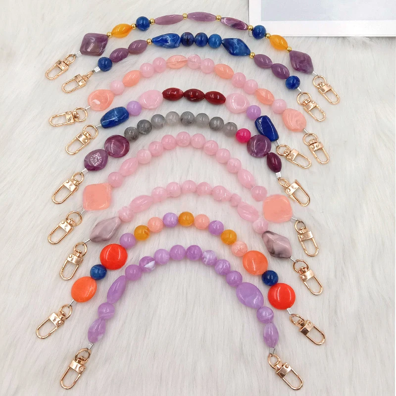 

Color Bag Chain Resin Bag Chain Fashionable Polychromatic Mobile Phone Shell Chain Stone Bead Bag Chain Extension Bead Chain
