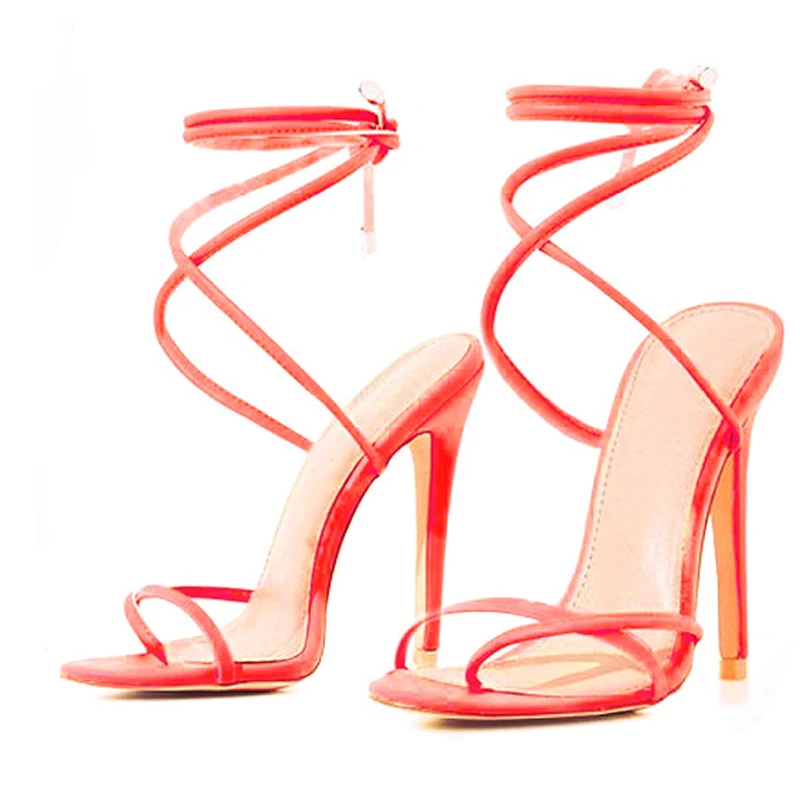 Летние Стильные туфли на каблуке женские босоножки ярких цветов высоком