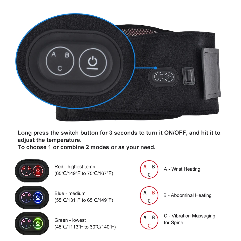 Пояс для массажа поясницы инфракрасная терапия дисковый сколиоз облегчение боли