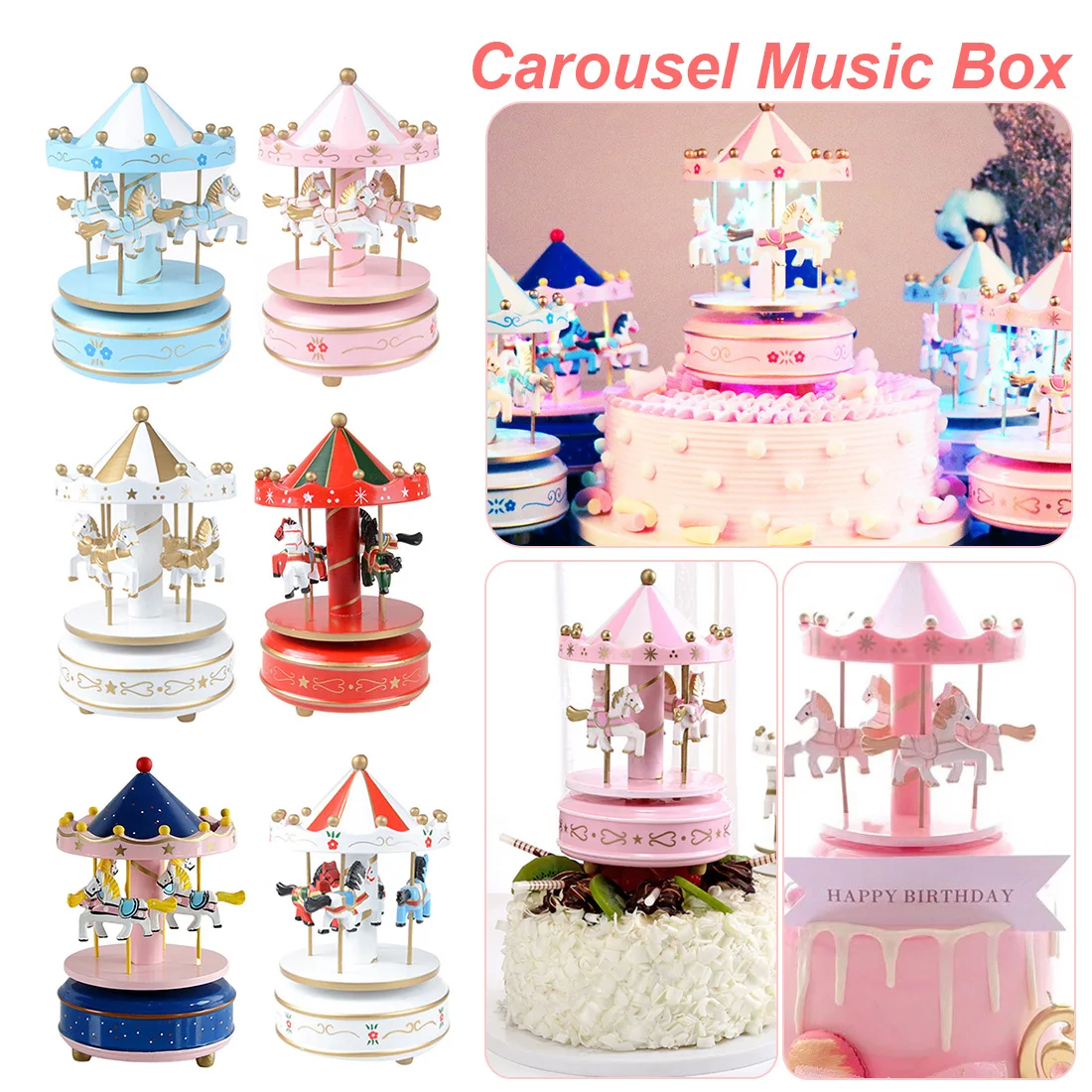 

Merry-Go-Round Music Box Girlfriend Birthday Gift Craft Decoration Cartoon Children'S Toy Music Box Home Decoration Accessories