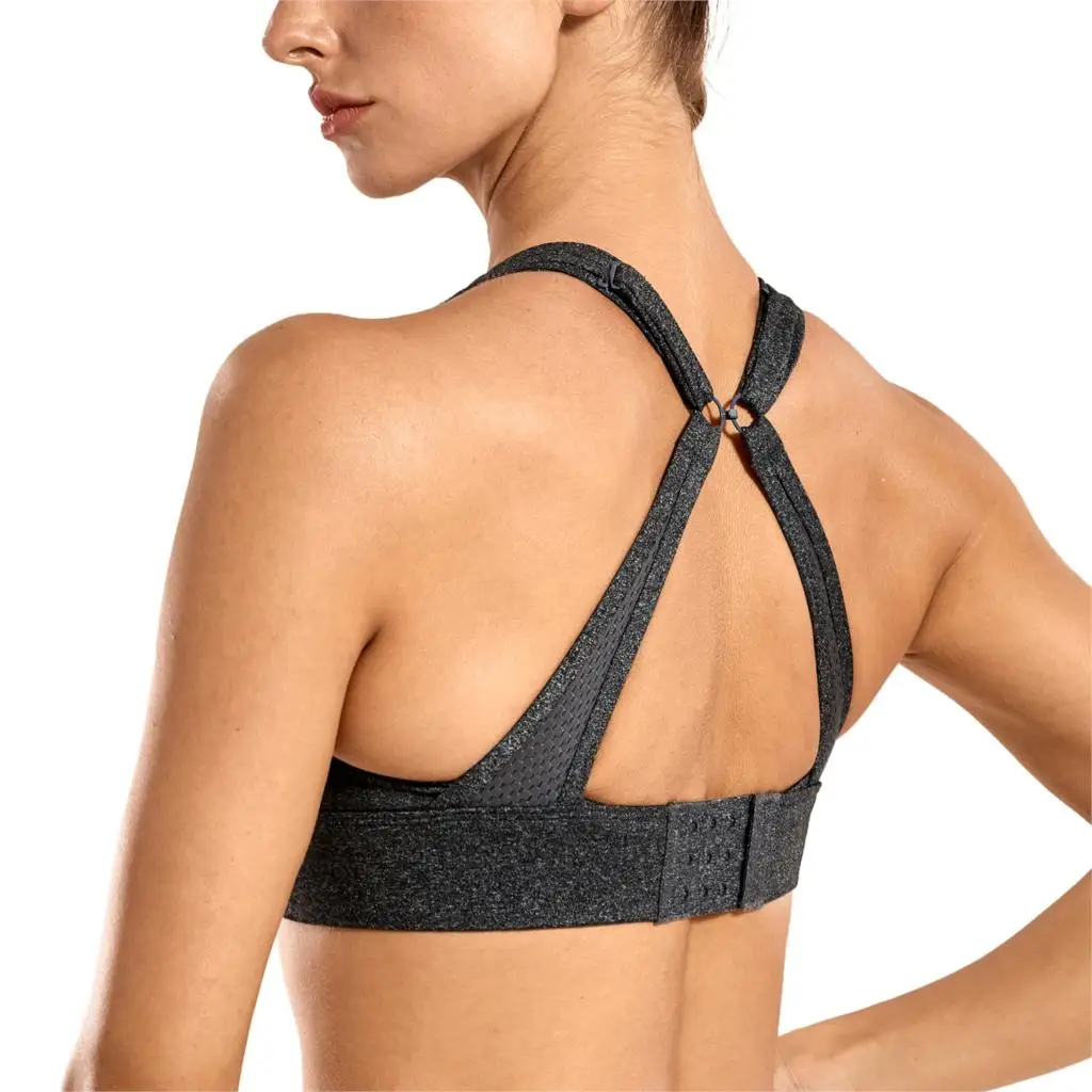 CRZ YOGA women's High Impact Wirefree мягкий тренировочный бюстгальтер с конвертируемый ремешок - Цвет: Charcoal Heather03